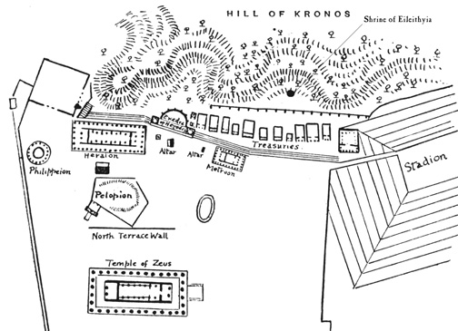 map of the temple layout at Olympia