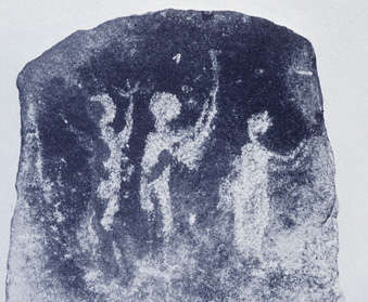 three figures engaged in ritual